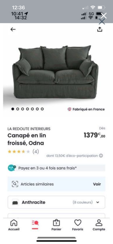 Canap� Odna la redoute 100 Nice (06)
