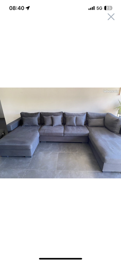 Canap� panoramique 8/10 places tissu gris anthracite 650 Les Houches (74)