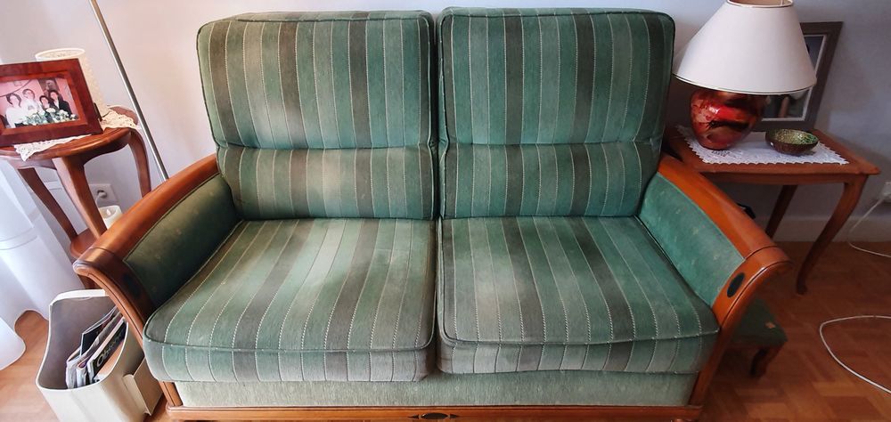 Canapé 2 place et/ou 2 fauteuils assortis bois et tissu  150 Fresnes (94)
