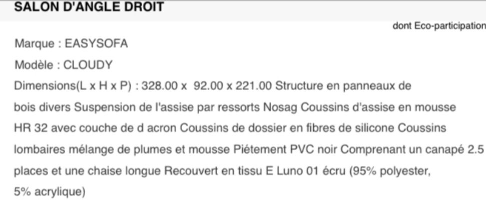 Canap� 5 places Cerezo 1400 Labastidette (31)