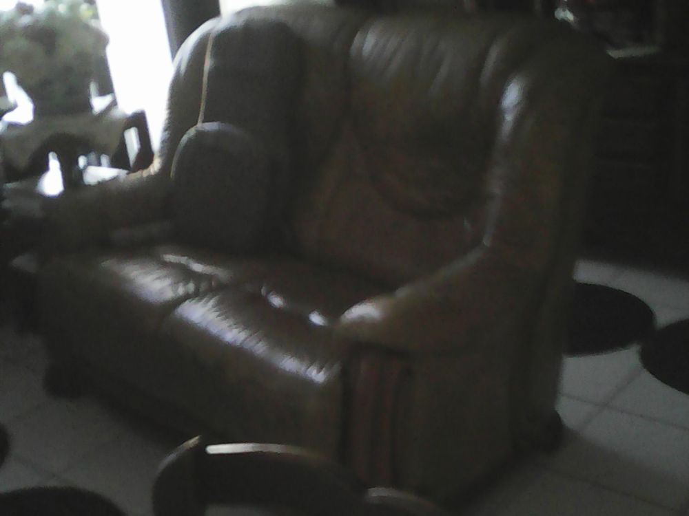 Canap� 2 places en cuir et ch�ne - 180 Nice (06)