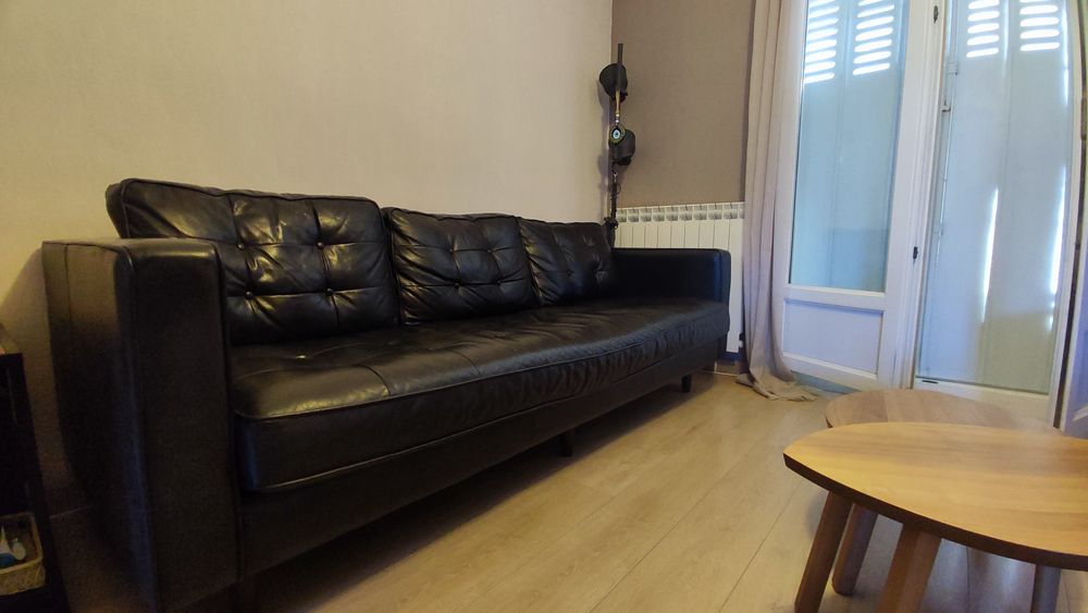 Canap� 3 places + 2 fauteuils cuir noir 200 Marseille 13 (13)