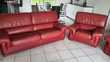 canapé 3 places et 2 fauteuils en cuir rouge  1200 Prmilhat (03)