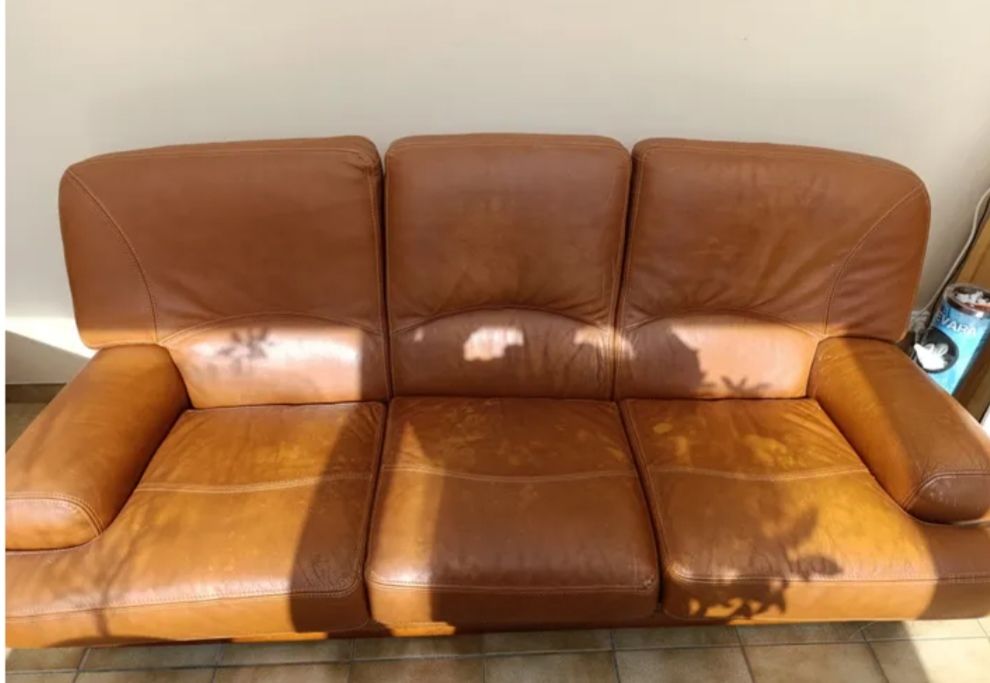 Canap� 3 places et 2 Fauteuils en cuir Marron 300 Saint-Savin (86)