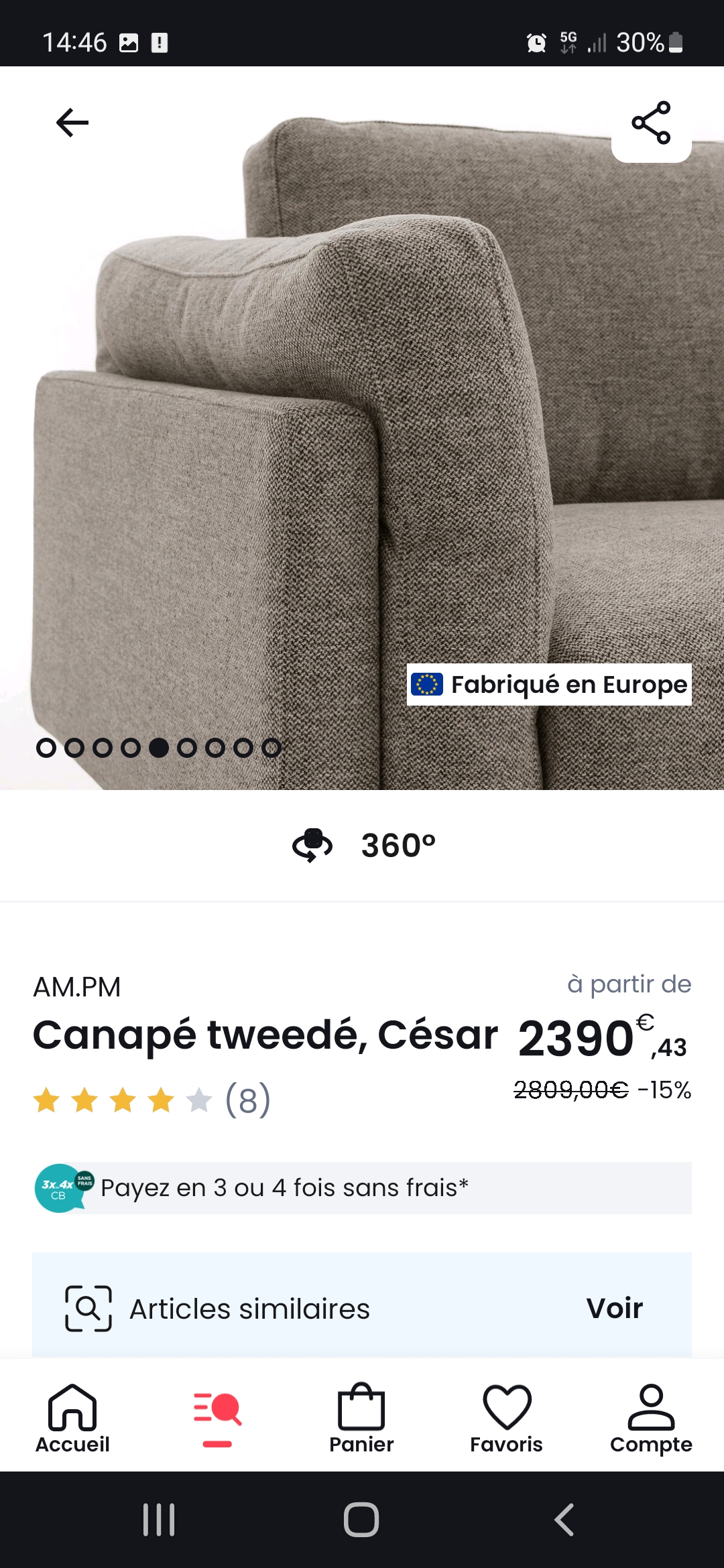 Canap� 3 places neuf 1800 Boulin (65)