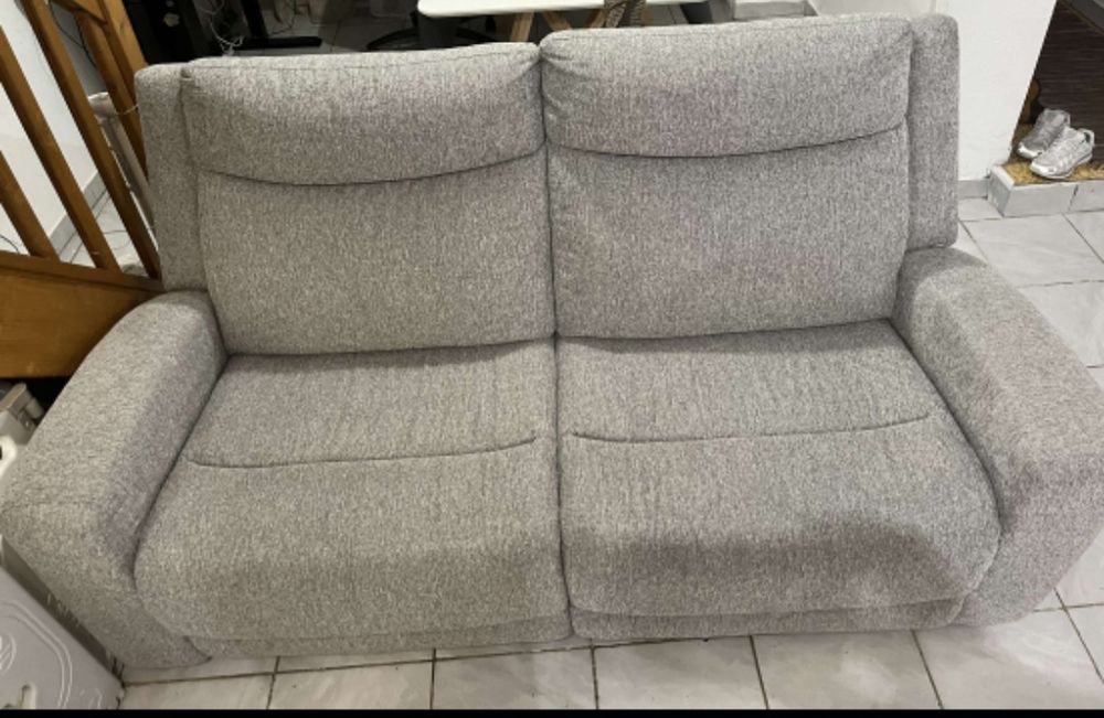 Canap� 3 places 2 relax tissu gris 500 Ch�teau-Landon (77)