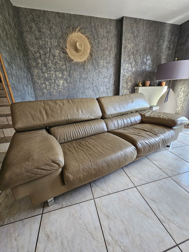 Canap� 3 places ROCHE BOBOIS en cuir 390 Druelle (12)