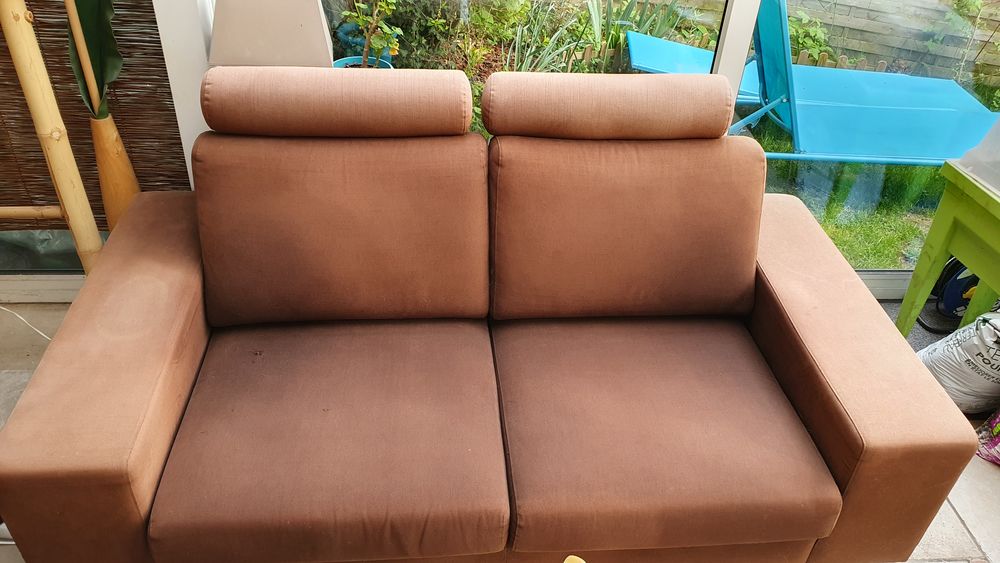 Canap� 3 places tissu marron 100 Fontainebleau (77)