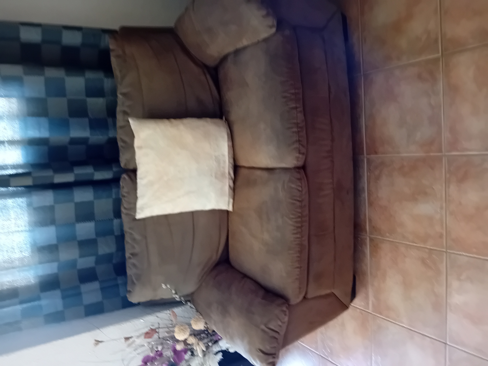 CANAPE 2 PLACES EN TISSU MARRON 150� 150 St Mitre (13)