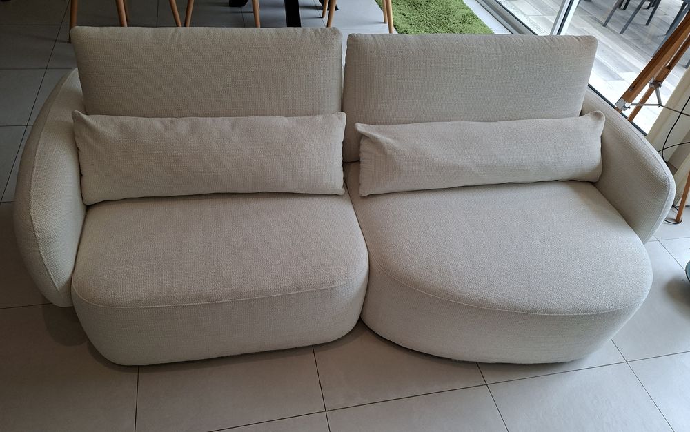 Canap� 3-4 places tissus blanc-beige 0 Martres-Tolosane (31)