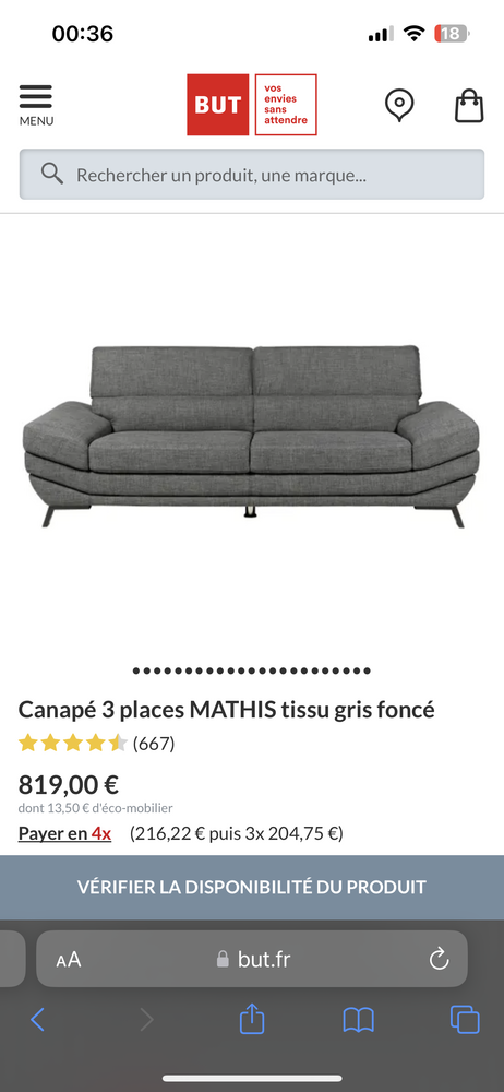 Canap� 3 places 450 Linas (91)