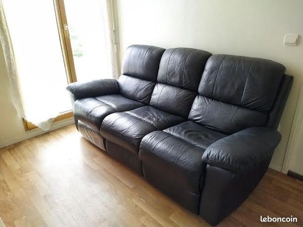 Canap� Relaxation manuelle cuir noir 230 Colombes (92)