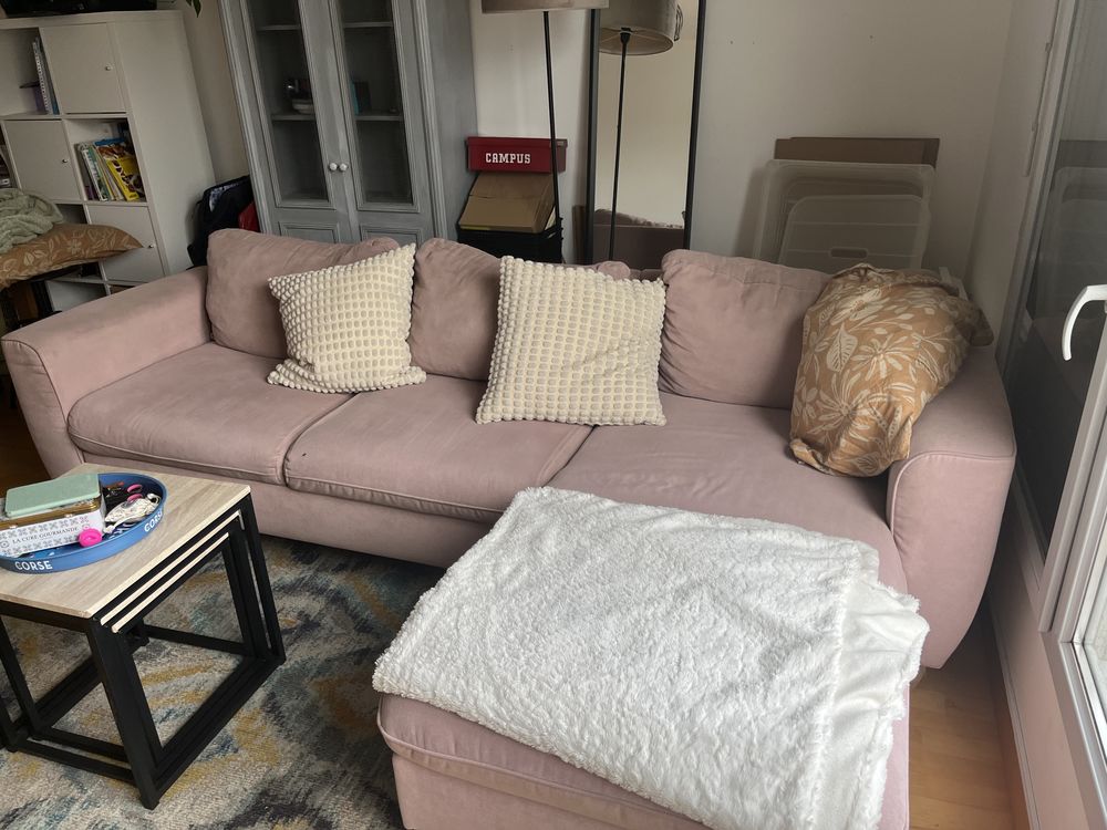 Canap� rose convertible m�ridienne + coffre 300 Amiens (80)