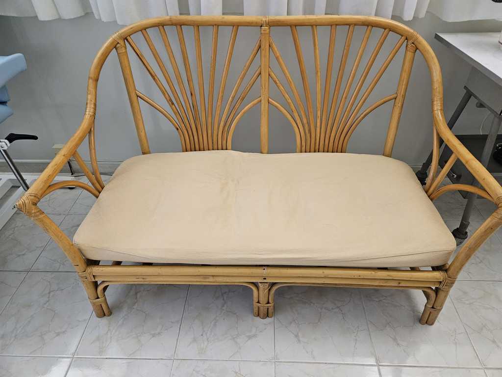 Canap� en rotin avec coussin beige 60 Mantes-la-Jolie (78)