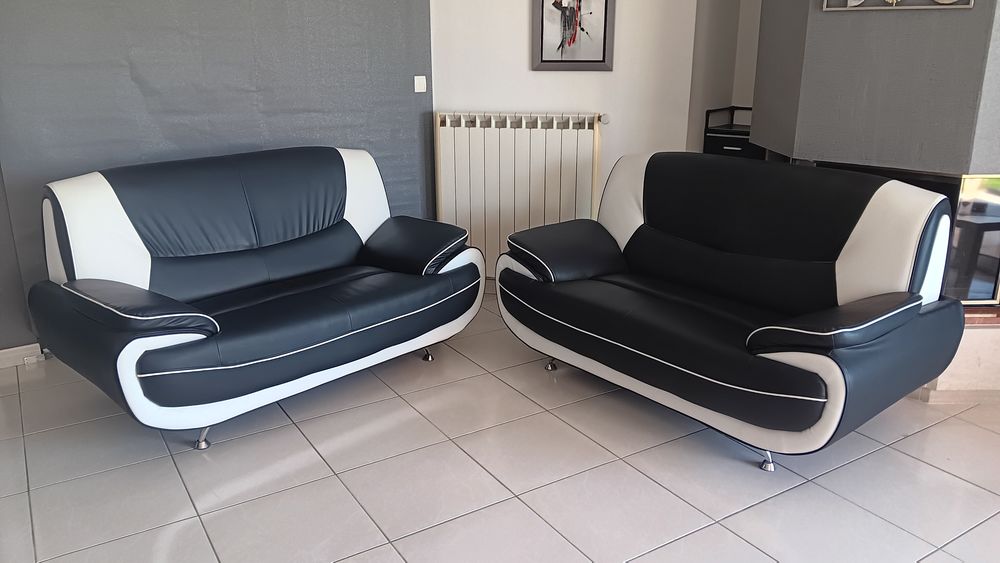 Canap�  simili  Noir/Blanc 120 Pinsaguel (31)