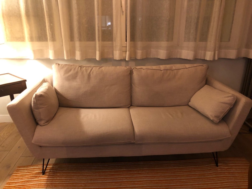 Canap� tissu beige 2 places 100 Paris 6 (75)