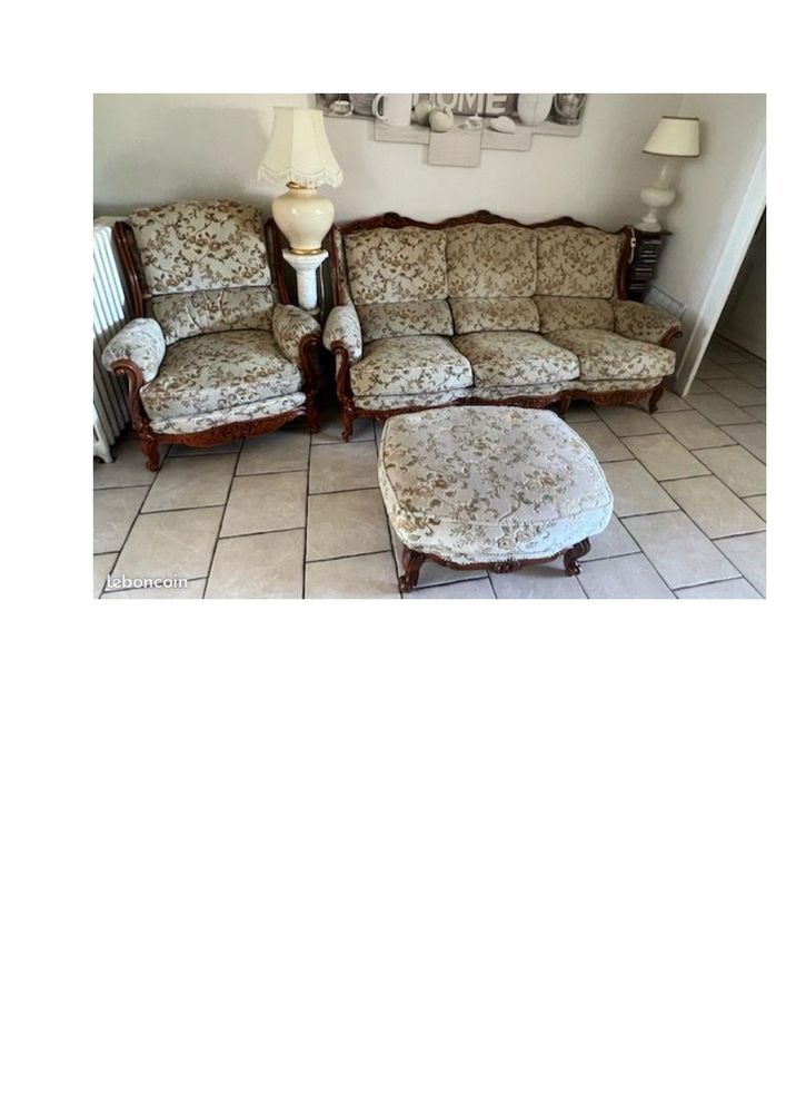 canap� tissu et bois merisier 100 Poitiers (86)