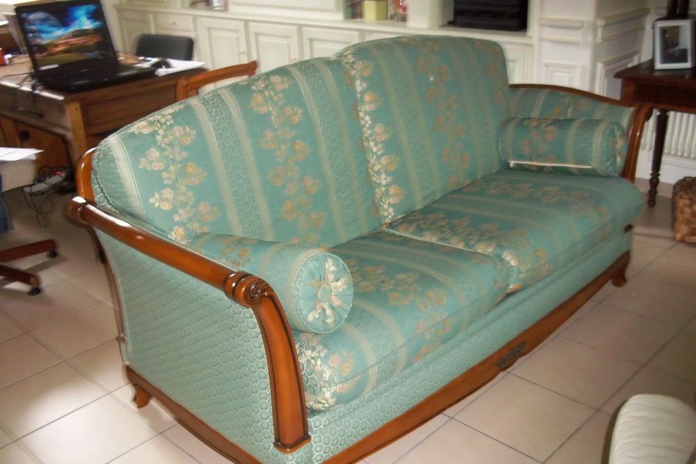  CANAPE TISSU FLEURI -  ARMATURE MERISIER - 150 Ferfay (62)