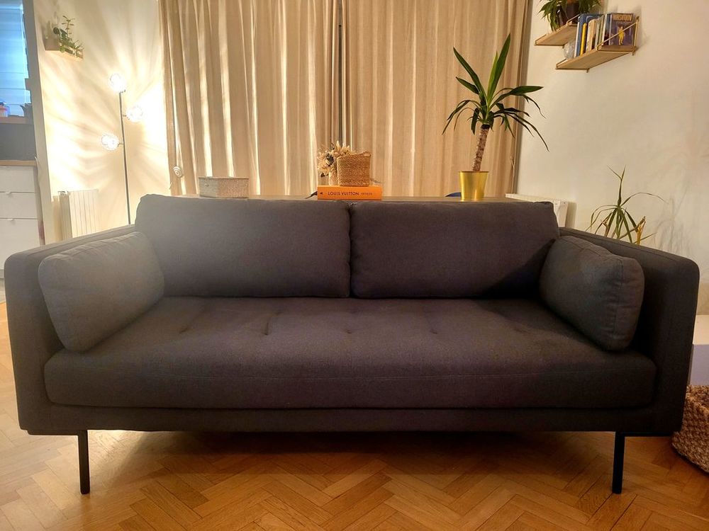 Canap� tissu textur� gris, 2/3 places 200 Levallois-Perret (92)