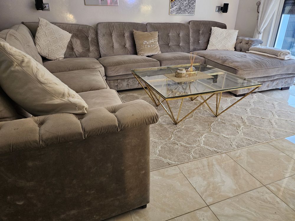 Canape en U tissus anti tache  couleur taupe 1000 Compi�gne (60)