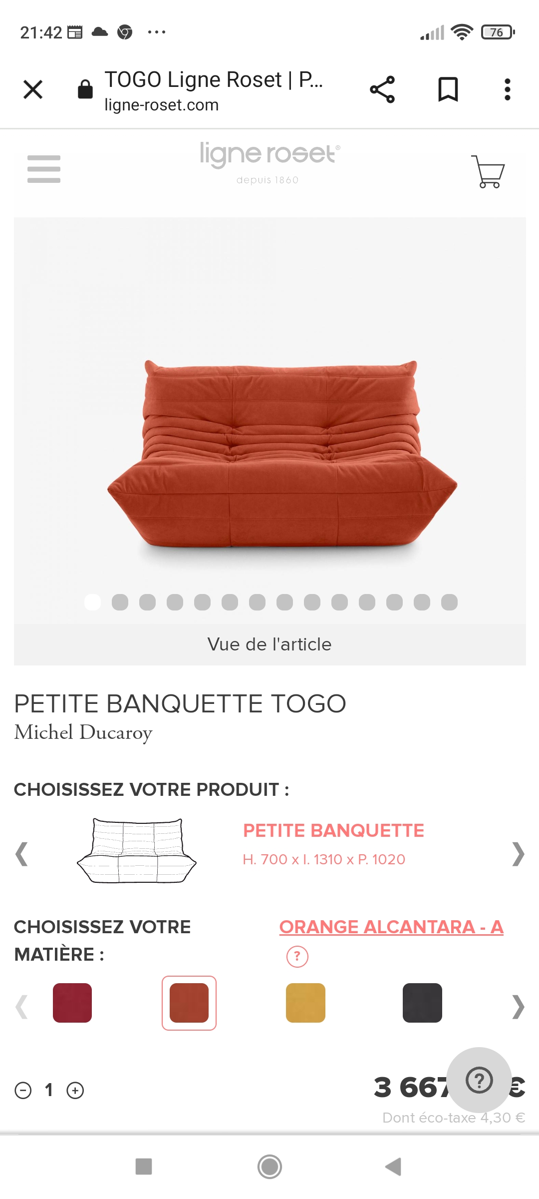 Canap� Togo alcantara orange 1800 Champigny-sur-Marne (94)