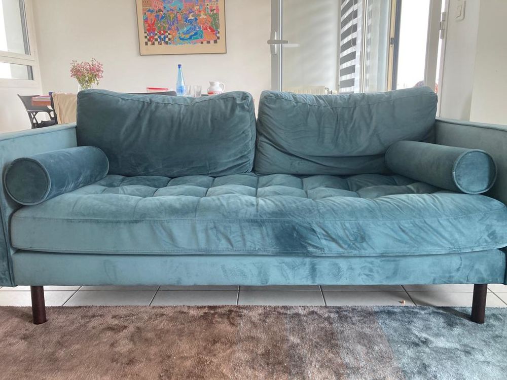 Canap� velours bleu 2 places - Kave Home 500 Rennes (35)