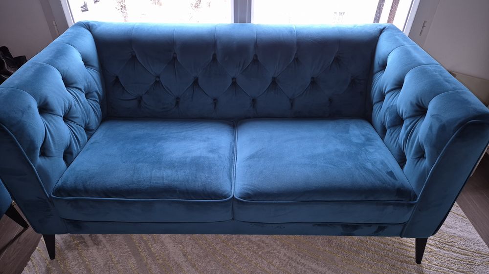 Canap� en velours couleur bleu canard 2 places et 1 place 900 Bobigny (93)