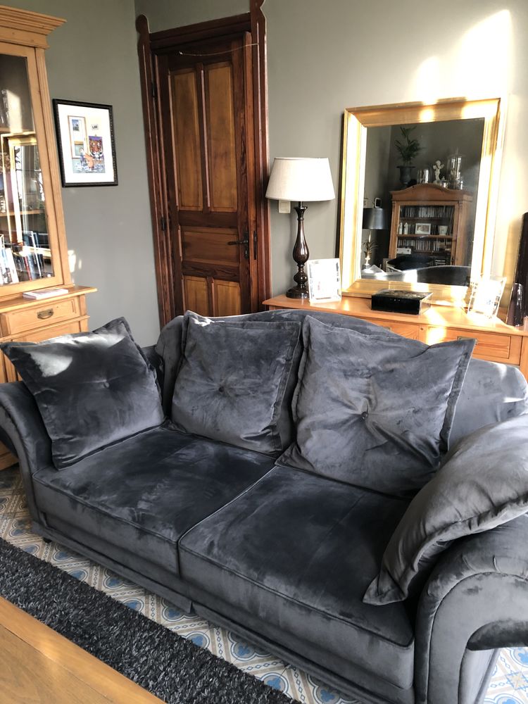 Canap� en velours gris 600 Toufflers (59)