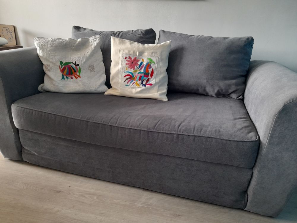 Canap� lit velours gris 90 Gap (05)