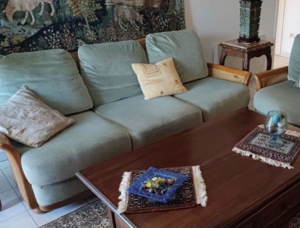 CANAP� VINTAGE 3 PLACES CANNAGE ROCHE BOBOIS VELOURS AMANDE 230 Auriol (13)