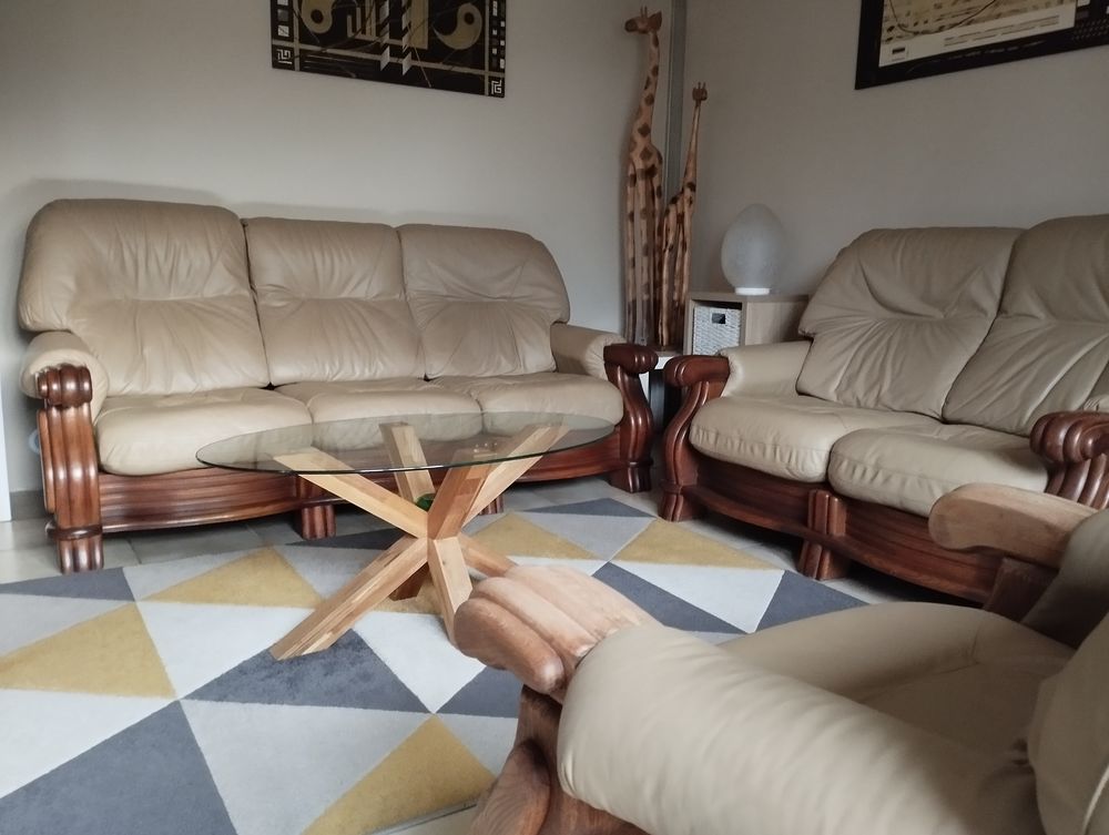 Canap�s cuir et bois salon 6 places 600 Soissons (02)