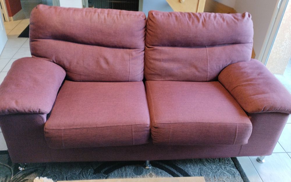 Lot de 2 canap�s de 2 m�tres couleur bordeaux/aubergine 160 Dommartin-l�s-Remiremont (88)