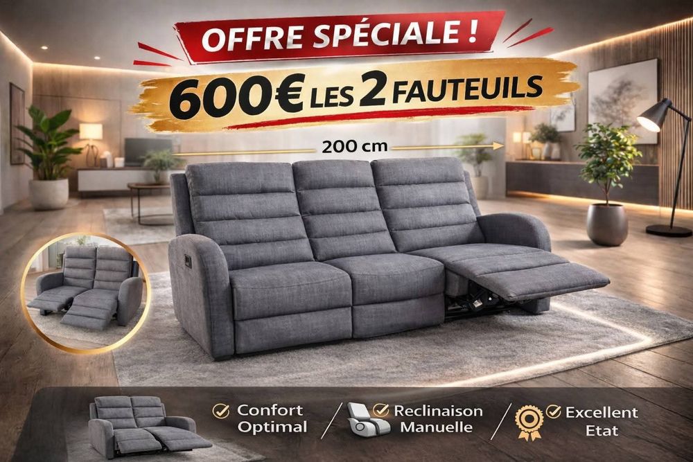 2 canap�s relax 3 places et 2 places 600 Fresnes-sur-Escaut (59)