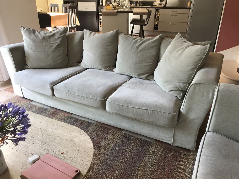 2 canap�s tissus gris clair 400 La Rochelle (17)