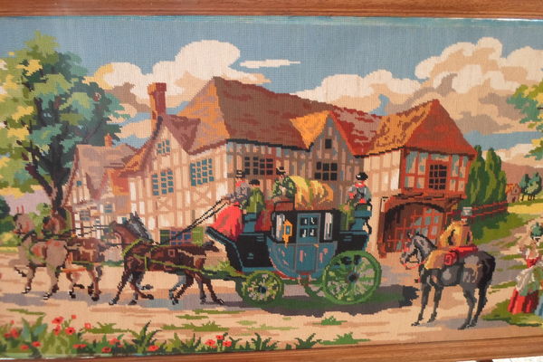 canevas sur panneau diligence relais de poste 55 Am�lie-les-Bains-Palalda (66)