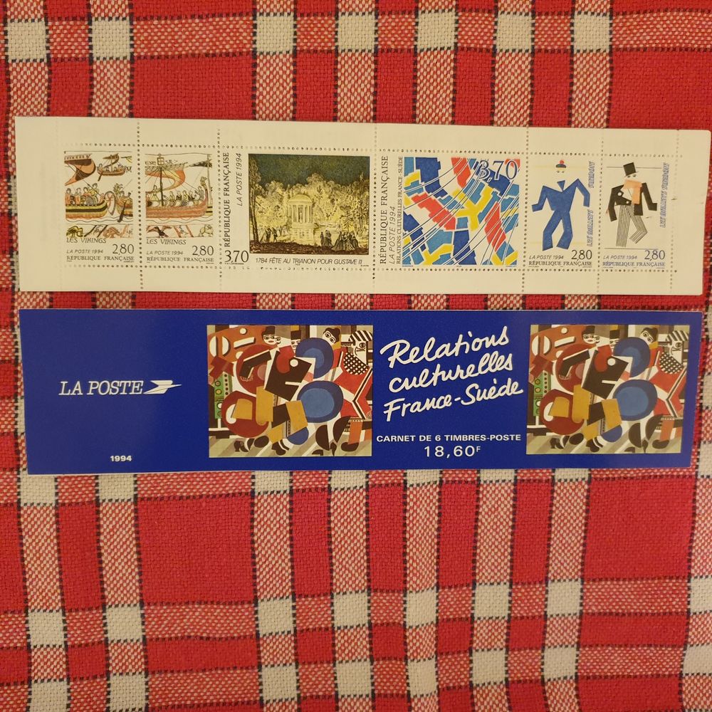 Carnet 6 timbres relations culturelles France-Su�de 1994 9 Antony (92)