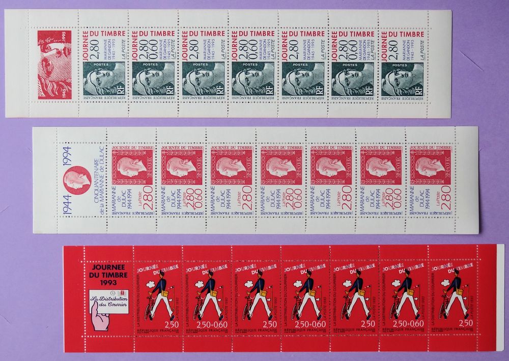 3 Carnets Journée du timbre 1993..1994..1995 3 Chaumontel (95)