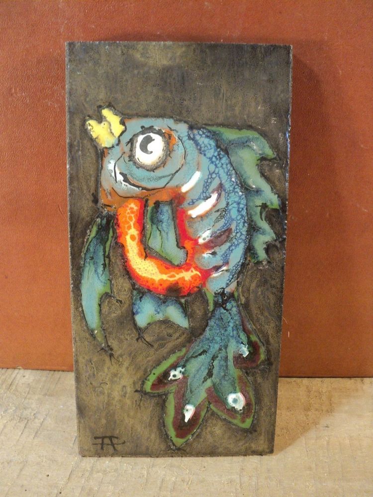 Carreau de Lave �maill�e D�cor Poisson ca1950 Vintage
60 Loches (37)