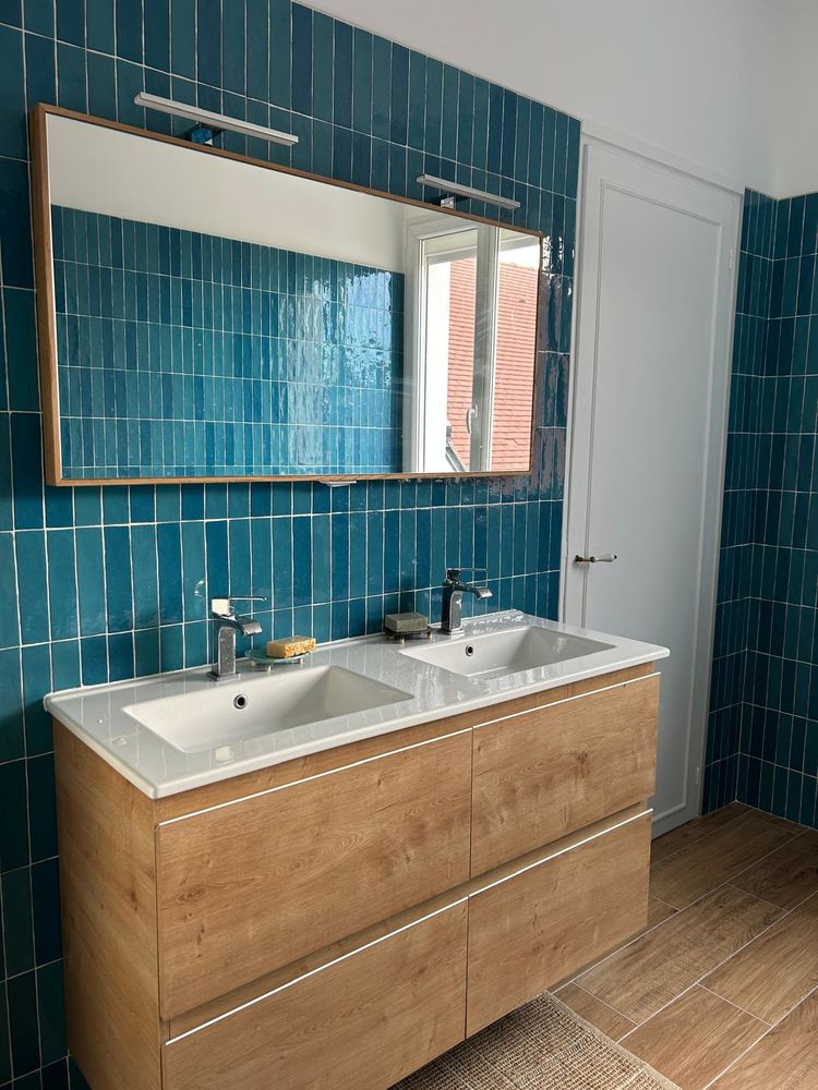 Carrelage Zellige bleu rectangulaire 5x20 Cevica 30 Le Blanc-Mesnil (93)