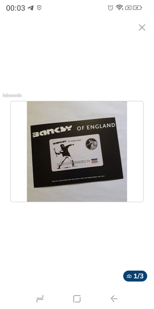 Carte bleu original Chris Boyle  / Banksy vandal Neuf 1200 Metz (57)