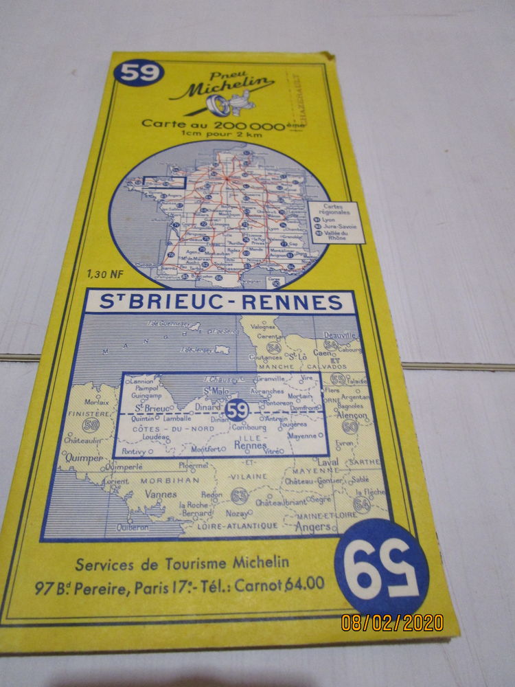  carte MICHELIN N� 59 ST BRIEU RENNES
Etat moyen
envoi par 3 Chanteloup-en-Brie (77)