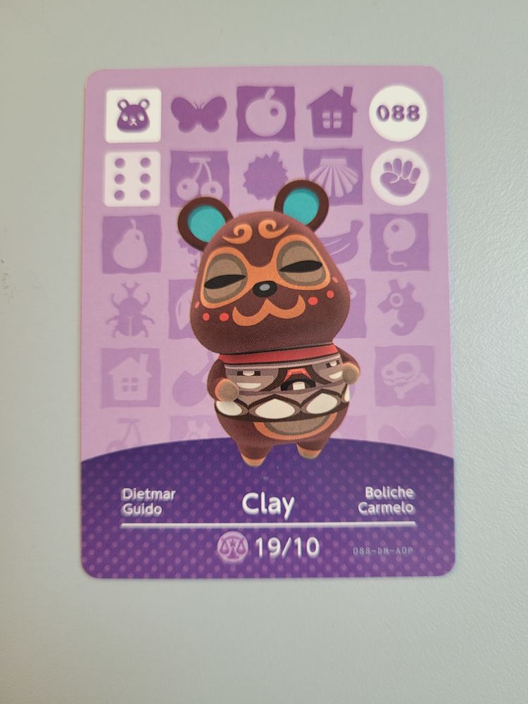 Carte Officielle Amiibo Animal Crossing Série 1 N° 088 Clay 3 Reims (51)