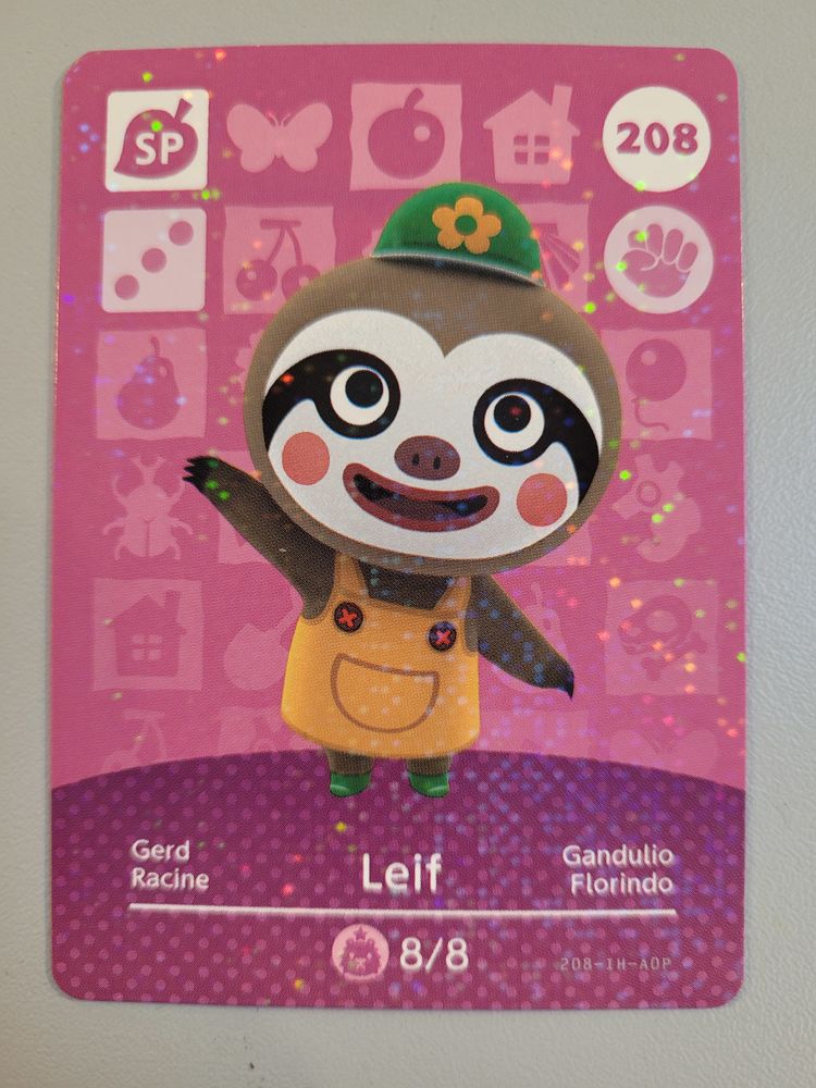 Carte Officielle Amiibo Animal Crossing Série 3 N° 208 Leif 2 Reims (51)