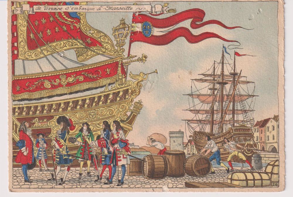 Carte postale ancienne DE VIVONNE s'embarque � Marseille 10 Saint-Quentin-la-Poterie (30)