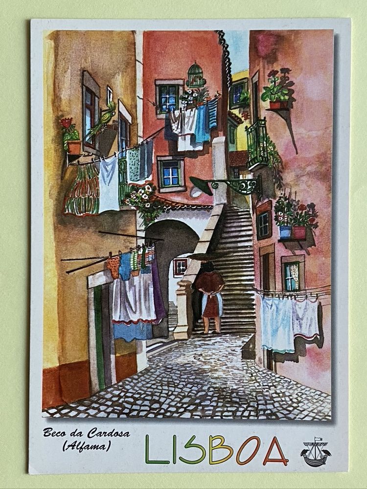 Carte Postale Beco da Cardosa_Alfama_ Aquarelle de LISBOA _ 3 Jou�-l�s-Tours (37)