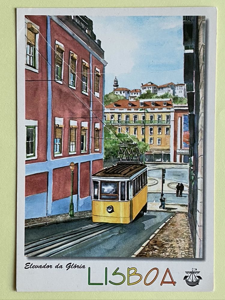 Carte Postale Elevador da Gloria_ Aquarelle de LISBOA _ PORT 3 Jou�-l�s-Tours (37)
