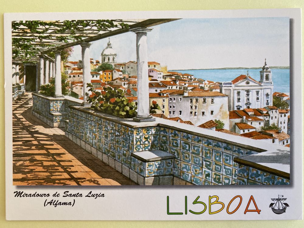 Carte Postale Miradouro de Santa Luzia AlfamaAquarelle Lisbo 3 Joué-lès-Tours (37)