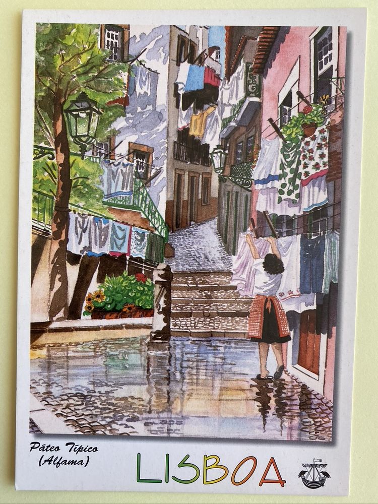 Carte Postale Quartier Typique Alfama_Aquarelle de LISBOA_PO 3 Jou�-l�s-Tours (37)