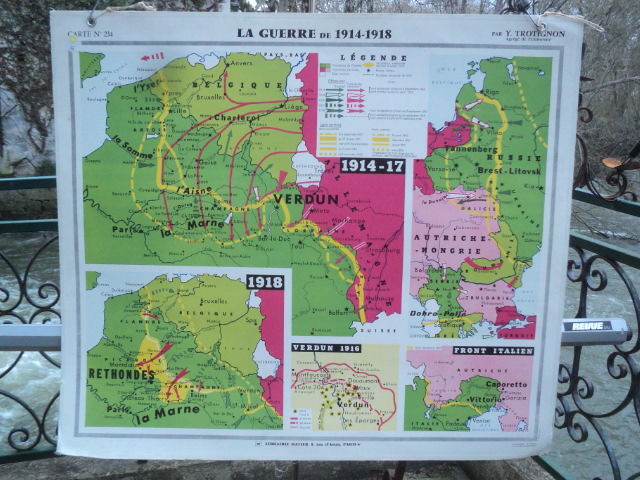 Carte Scolaire Double Face guerre 14-18 Vintage 50 Loches (37)