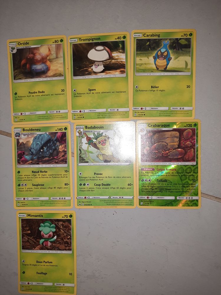 7 cartes Pokemon classe feuilles. 3 Ambon (56)